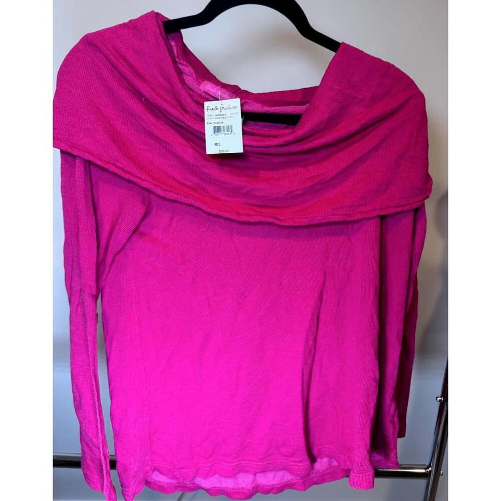 Fresh Produce Live-In Cowlneck Top - Fuchsia, M/L